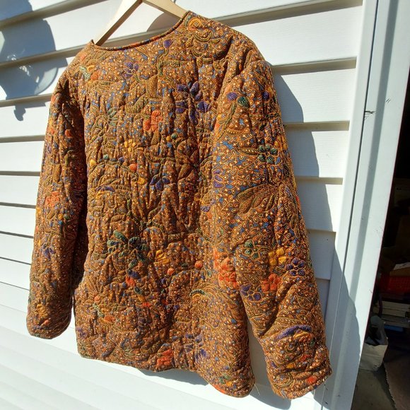 Vintage 90s Smithsonian Institution Cotton Indonesian Quilted Jacket Large - Picture 4 of 11